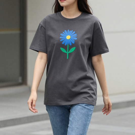 Comfease Women's Blue Daisy Tee