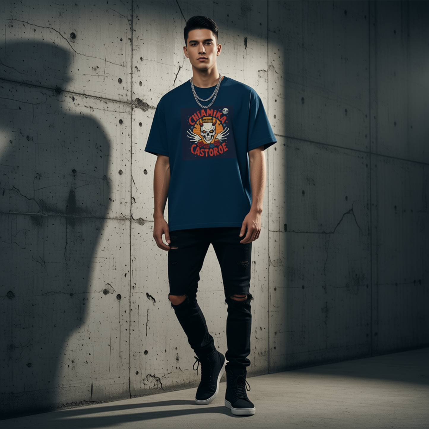 oversized skull graphic tee