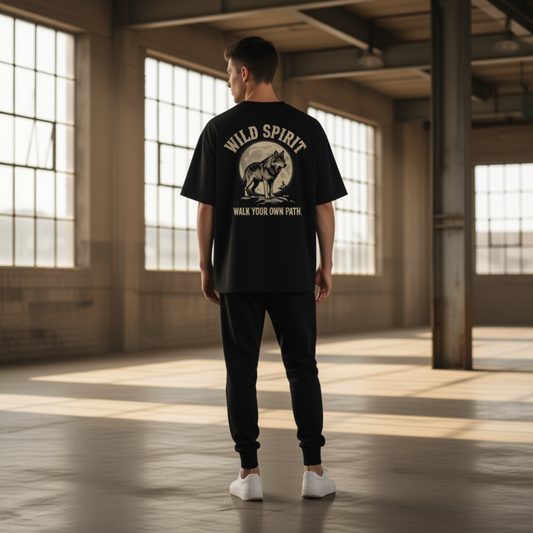 Comfease Wild Spirit Wolf Oversized T-Shirt