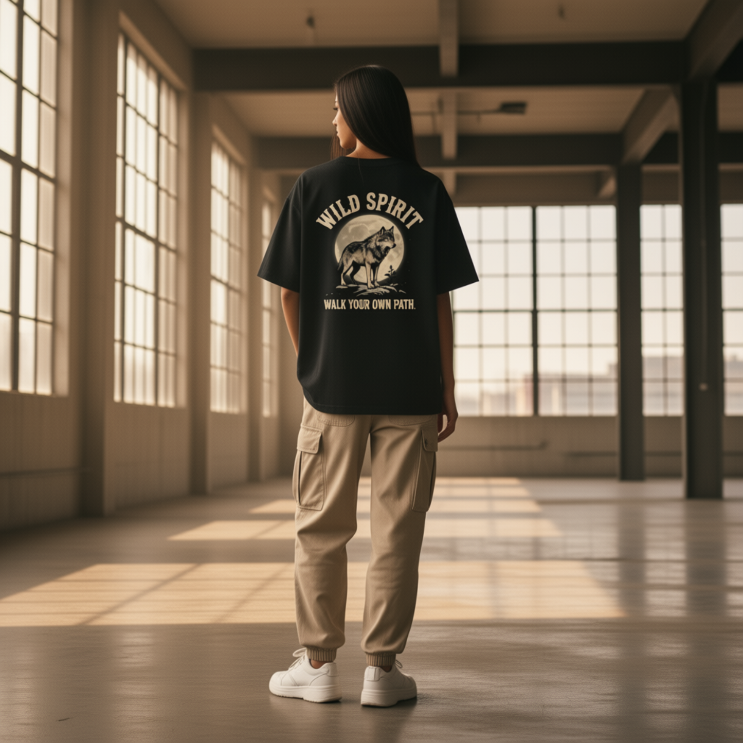 Comfease Wild Spirit Wolf Oversized T-Shirt