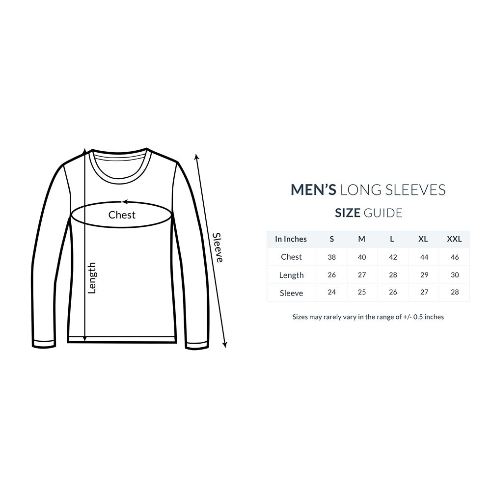 Comfease Core Full Sleeve T-shirt - Size Guide