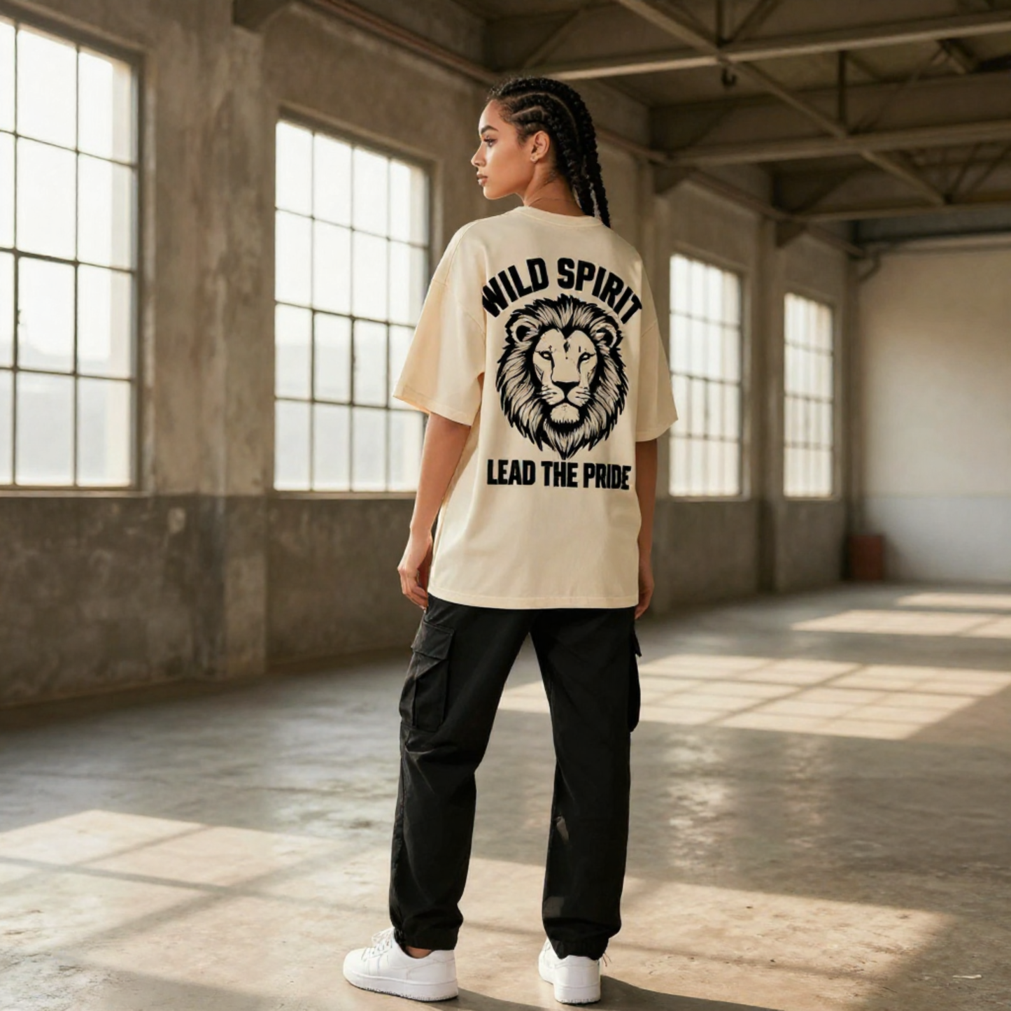 Comfease Wild Spirit Lion Oversized T-Shirt