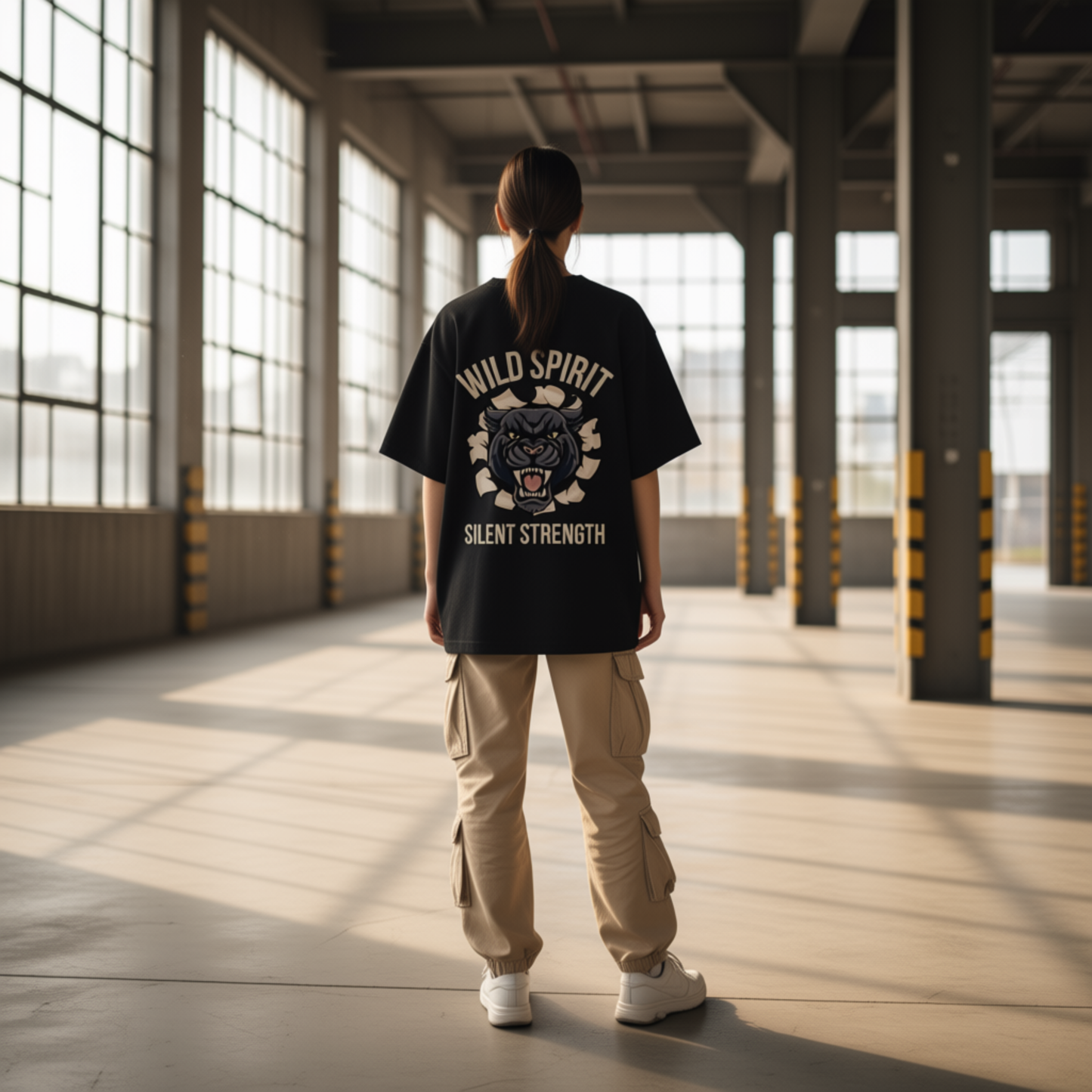 Comfease Wild Spirit Panther Oversized T-Shirt