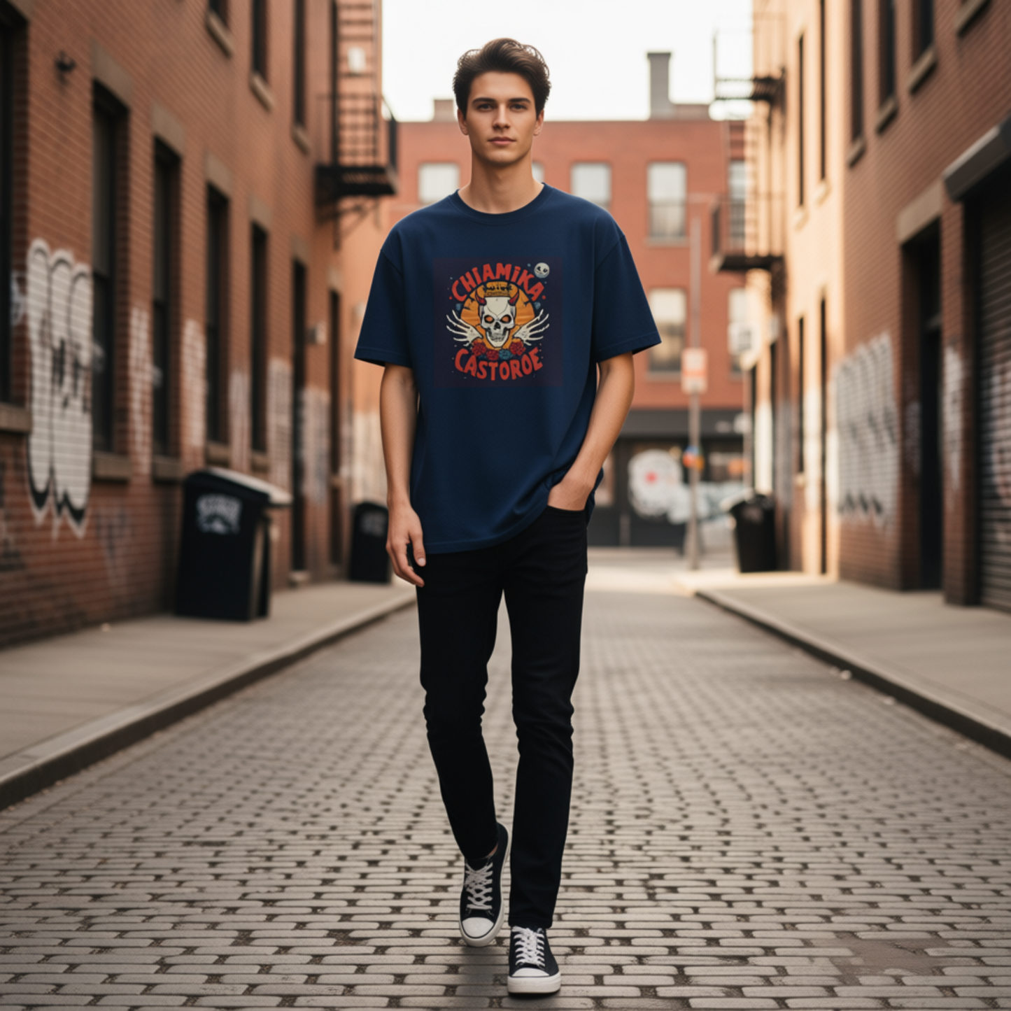 oversized skull graphic tee