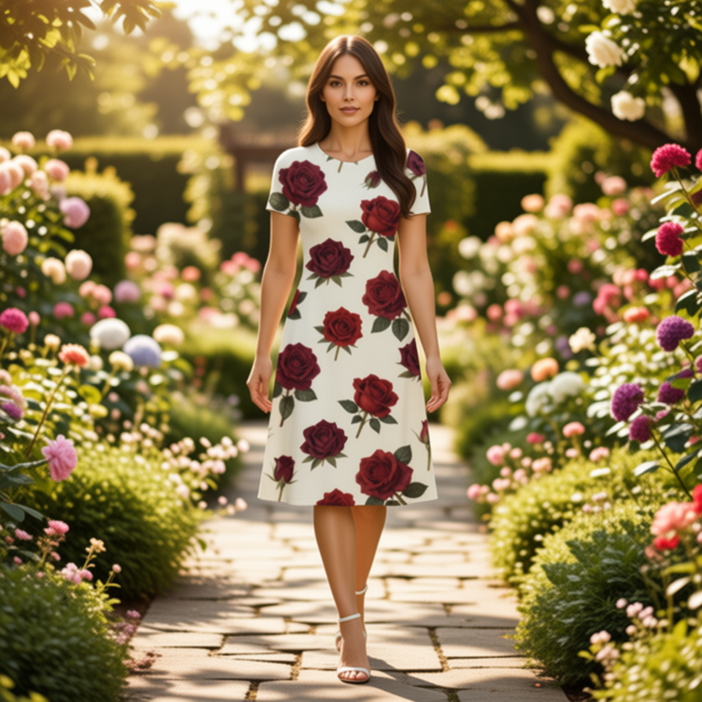 Rose AOP A line Dress